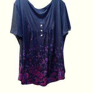 Plus Size Roselinlin Women's Short Sleeve Silky Floral Print Top (NWOT) Size 3XL